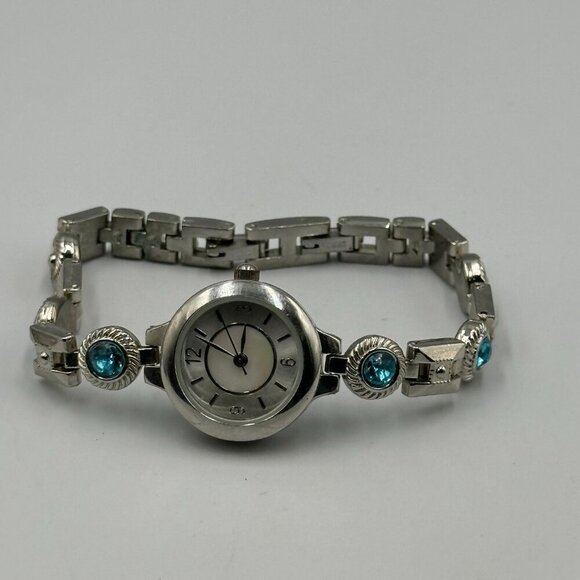 3 for $30 Rhinestone Band Watch Women Silver Blue Mother of Pearl Dial Works - Picture 9 of 16